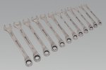 Combination Ratchet Spanner Set Stainless Steel 12pc Metric