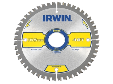 IRW1897438 Multi Material Circular Saw Blade 165 x 30mm x 48T TCG/Neg