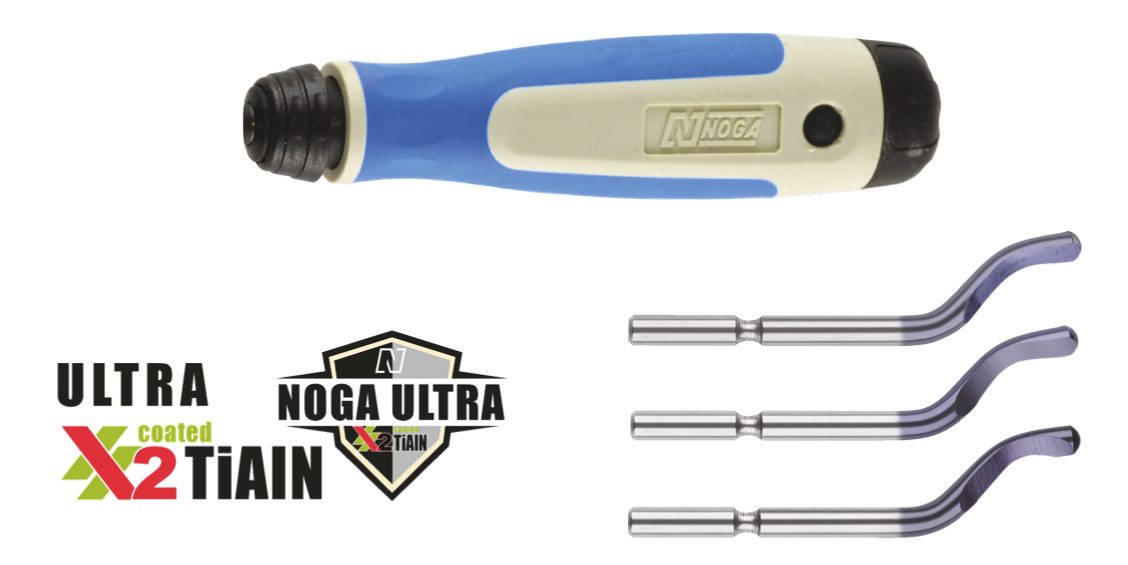 Noga Ultra X2 TiaIN Deburring blades and handle