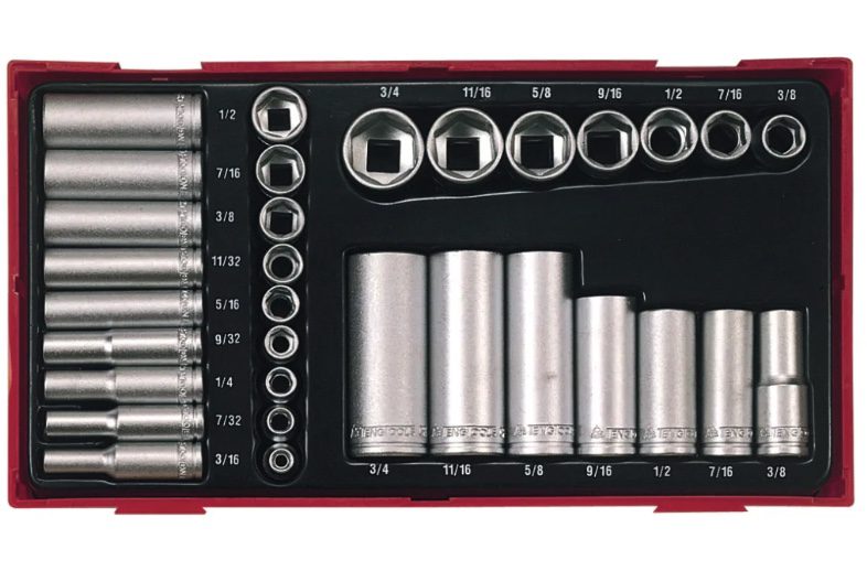 Teng Tools TTAF32 Regular/Deep Socket Set, 32 Piece - 1/4 & 3/8in Drive