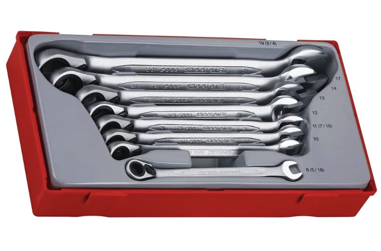 Teng Tools TT6508R Metric Ratchet Combination Spanner Set, 8 Piece