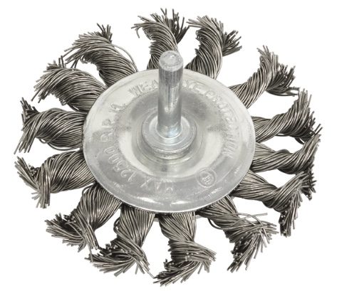 75mm Twist Knot Flat Wire Wheel with 6mm Shaft