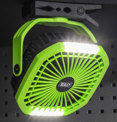 8" Small Portable Clip Fan with Worklight 4-Speed - Image 2