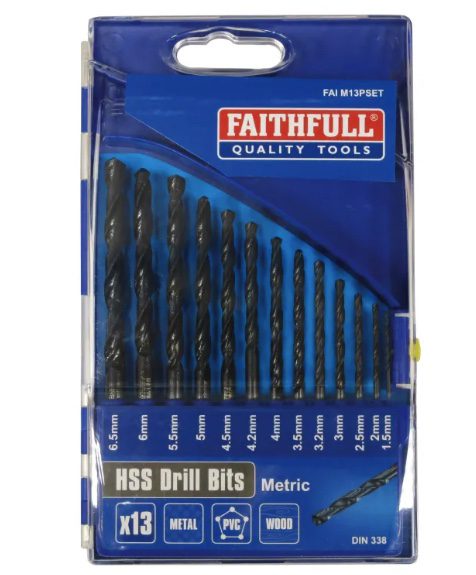 HSS Jobber Drill Bit Set, 13 Piece (1.5-6.5mm)