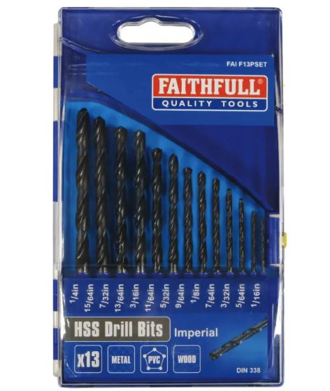HSS Drill Bit Set of 13 1/16-1/4 x 1/64