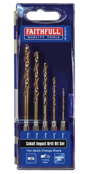 HSSE M35 Cobalt Quick-Change Impact Drill Bit Set, 5 Piece