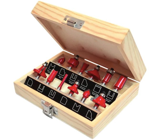 1/4in TCT Router Bit Set, 12 Piece