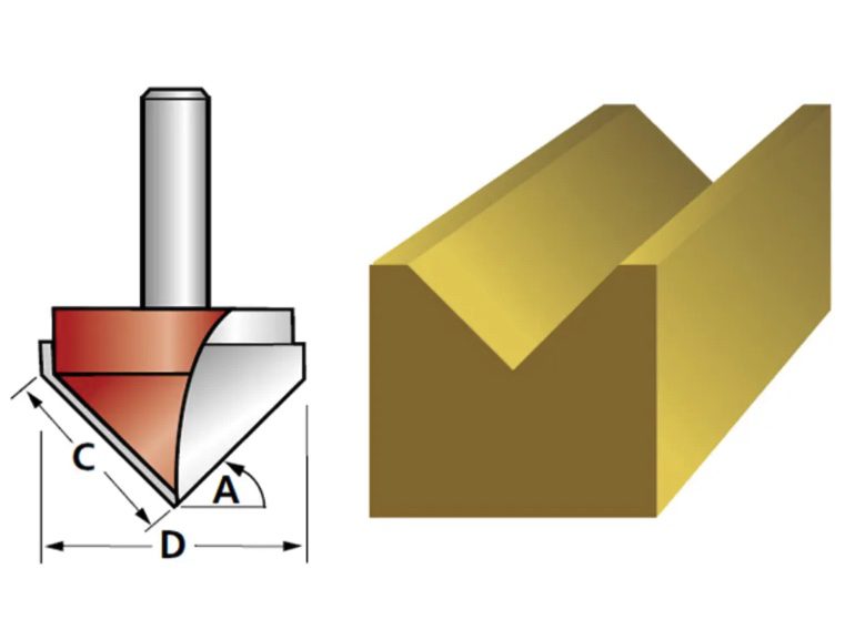 Router Bit TCT V-Groove 13.0mm x 19.1mm 1/4in Shank - Image 2