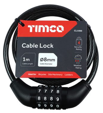Combination Cable Lock 8mm x 1m